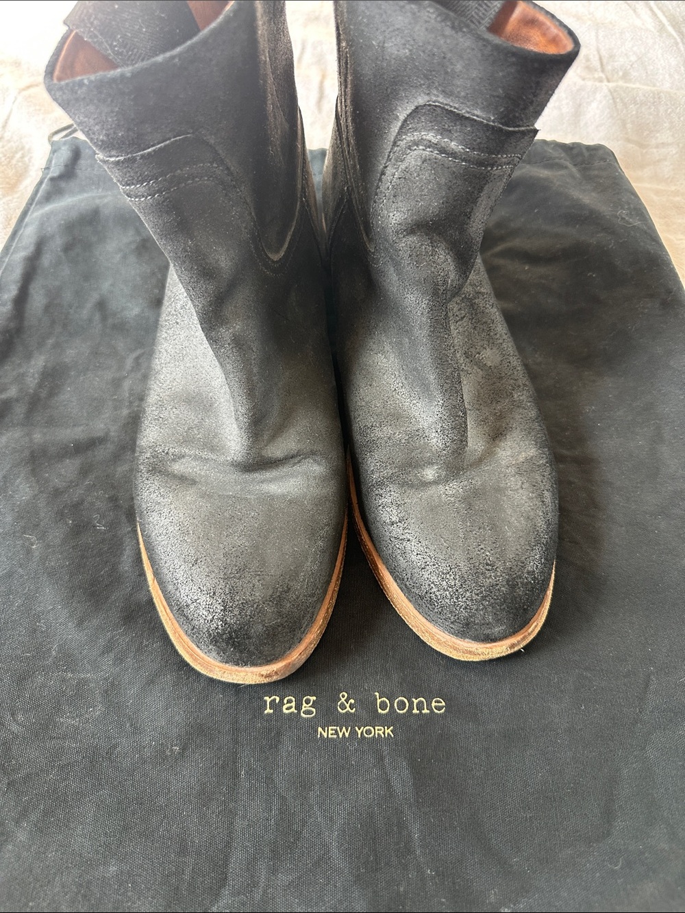 rag & bone Black Suede Pull-On Chelsea Boots